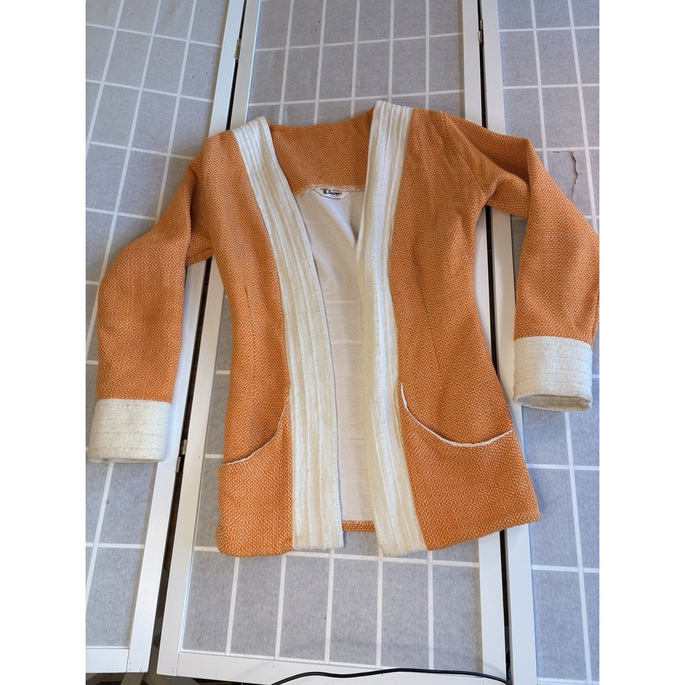 Handmade Orange Knit Blazer Sz S Boho Chic Artsy Unique